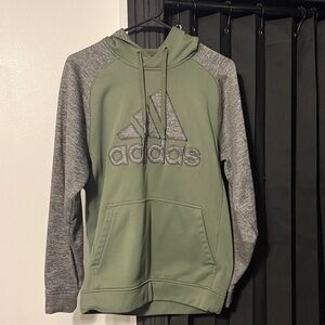 Adidas Men's Olive and Heather Gray Hoodie
